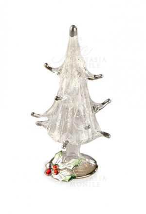 Decorazione Natalizia Albero Natale Vetro Soffiato Argento 925 Acca 133DH.41