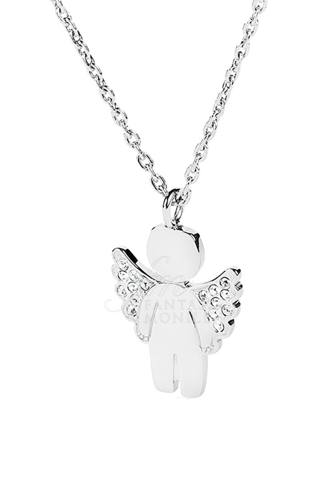 Collana Donna In Argento 925 Con Ciondolo Angelo - SOFIA MILANI N0423 - Placcato Rodio, Ipoallergenica - Elegante Confezione Regalo