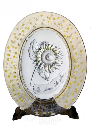 Quadro Argento Vetro Murano Girasole Acca 66LO.19