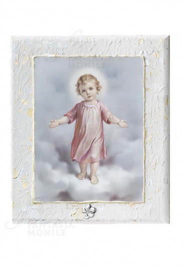 Quadro Acca Gesù Bambino Argento 925 Legno Dipinto 22x26 68DH.11