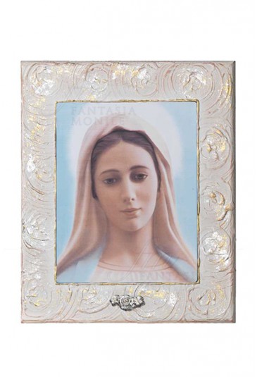 Quadro Sacro Argento Legno Madonna Medjugorje Acca 190ZX.1