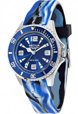 Orologio Sector Uomo Camouflage 230 Blue Solo Tempo Datario Acciaio R3251161021