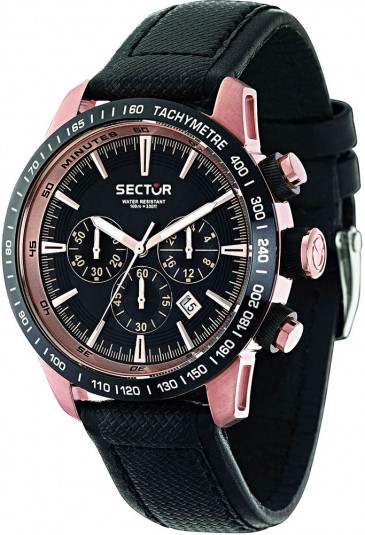 Orologio Sector Uomo Chronografo Racing 850 Quadrante Black Datario Acciaio Rosa R3271975001