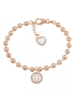 Bracciale Dvccio My Charms Beads Donna Lavorazione Diamantata Rosa Charm Pendente Lettera G Bronzo XYLP2FM