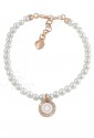 Bracciale Perle Dvccio Grace Donna Filo Singolo Rosa Charm Pendente Lettera O Bronzo FDLX7FM