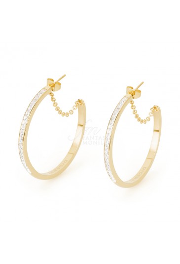 Orecchini Cerchio Brosway Donna Collezione Ear Tring Cristalli Acciaio Gold BER21