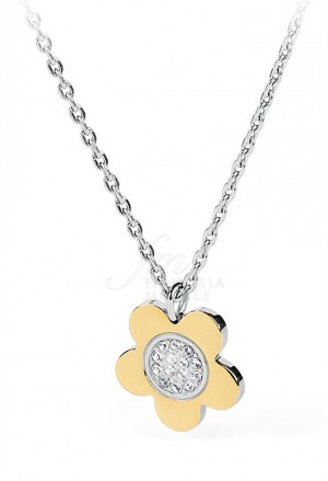 Collana Girocollo Brosway Donna Collezione Mini Charm Fiore Margherita Cristalli Acciaio NI09