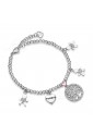 Bracciale Luca Barra Charms Albero Della Vita Bimbo Incisione Famiglia Cristalli Acciaio BK1529