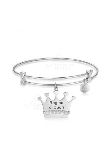 Bracciale Luca Barra Acciaio Corona Regina Di Cuori BK1548