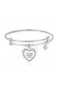 Bracciale Cerchio Luca Barra Cuore Incisione Un Cuore Per Dirti Ti Amo Glitter Acciaio BK1542