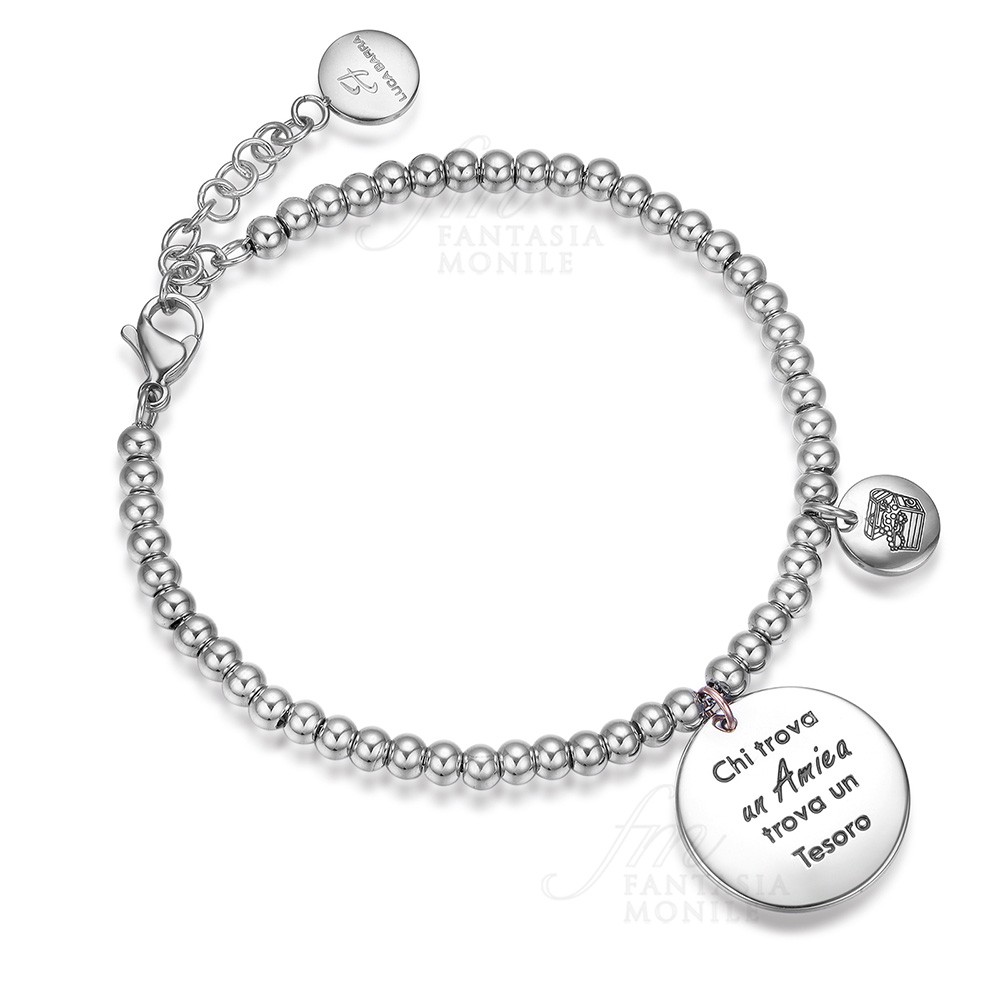 Bracciale Donna In Acciaio Luca Barra Con Incisione: 'La Vita è Magica Con Un'amica Come Te' – Modello BK2718