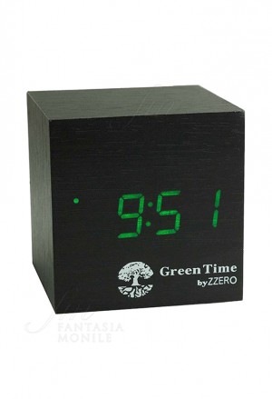 Sveglia Green Time Orologio Tavolo Led Clock Nero Wenge Wood Style ZWC120A