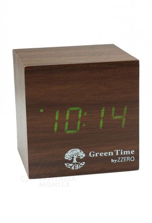 Sveglia Green Time Orologio Tavolo Led Clock Mogano Wood Style ZWC120C