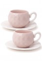 Set Due Tazzine Hervit Caffe Porcellana Rosa Decoro Diamantato Regalo Matrimonio 26399