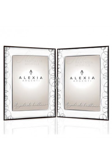 Cornice Portafoto Doppia Chiudibile Modello Lavorato Retro Legno Argento Bilamina Alexia AX2059.9