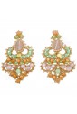Orecchini Pizzo Chiacchierino Haute Couture Pietre Naturali Giada Occhio di Gatto Fatto A Mano Fantasia Monile PVSCNFM