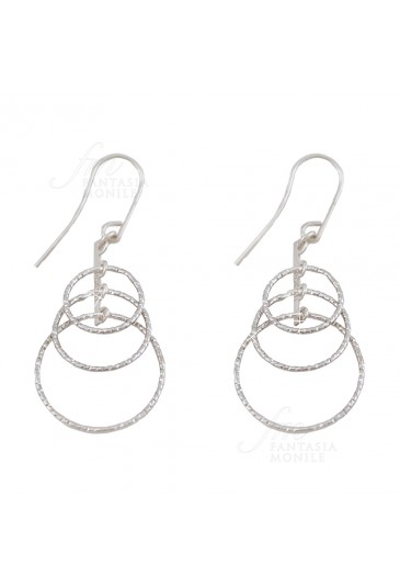 Orecchini Lunghi Cerchio Diamantato Argento 925 Design Fantasia Monile JVT9OFM