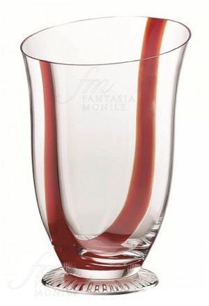 Vaso Cristallo Riga Rossa Base In Argento 925 Lavorata Design Regalo Nozze Matrimonio Acca 172AT.14