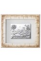 Quadro Paesaggio Campestre Lastra Argento 925 Cornice Legno Misura 36x31 Nozze Matrimonio Acca 168L.32