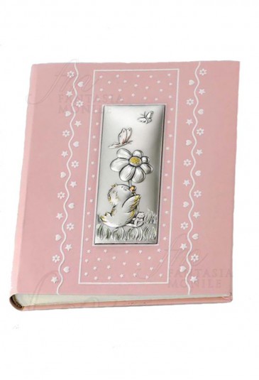 Album Portafoto Bimba Rosa Baby Applicazioni Argento Misura 22X25 Acca Regalo Battesimo 400ZC.13