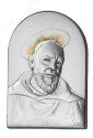 Quadro Padre Pio San Pio da Pietrelcina Argento 925 Legno Da Appoggio Acca 35LT.6
