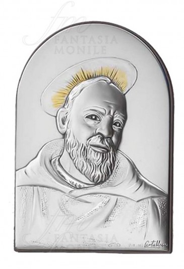 Quadro Sacro Argento Legno Padre Pio Acca 35LT.6