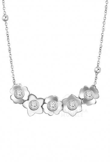 Collana Brosway Ikebana Donna Bouquet Di Fiori Cristalli Swarovski Acciaio BKE07