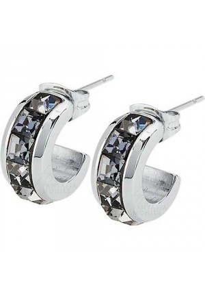 Orecchini Cerchio Tres Jolie Cristalli Silver Night Swarovski Acciaio BTJE05