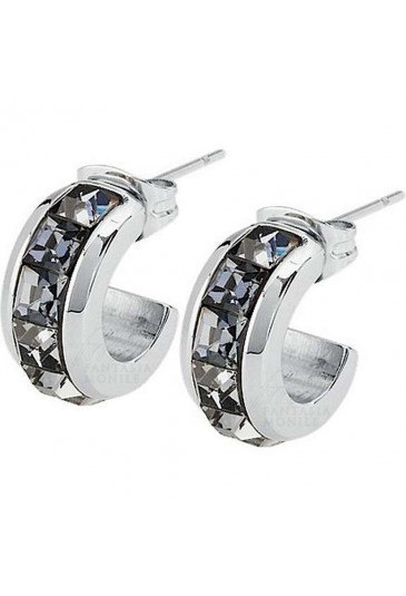 Orecchini Cerchio Tres Jolie Cristalli Silver Night Swarovski Acciaio BTJE05