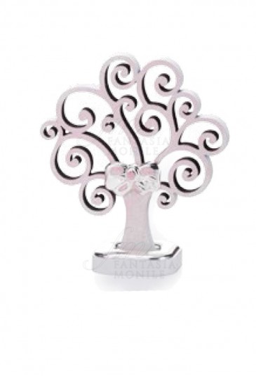 Albero Della Vita Nascita Bimba Argento Legno Pink Altezza 9 Acca LIFE 1 R