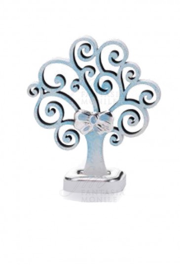 Albero Della Vita Nascita Bimbo Argento Legno Light Blue Altezza 9 Acca LIFE 2 C