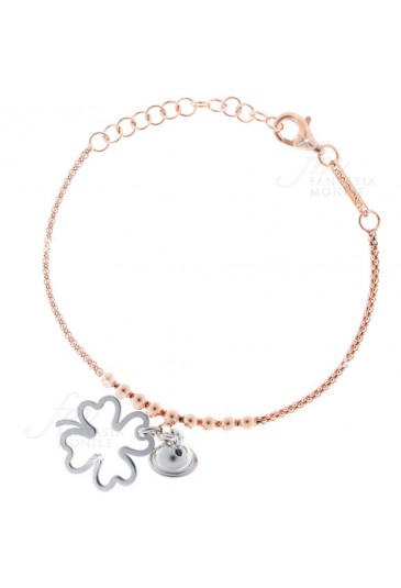 Bracciale Donna Unoaerre Argento Rosa Chiama Angeli Quadrifoglio Regalo Mamma Portafortuna G3F58FM