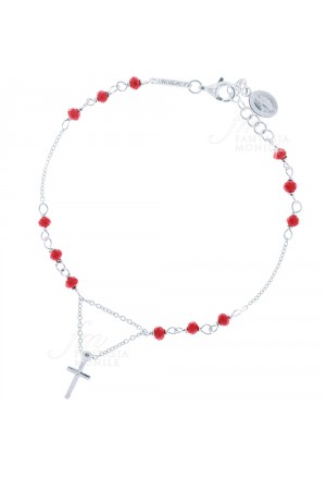 Bracciale Rosario Donna Unoaerre Argento Cristalli Rossi Madonna Miracolosa 9OPVCFM