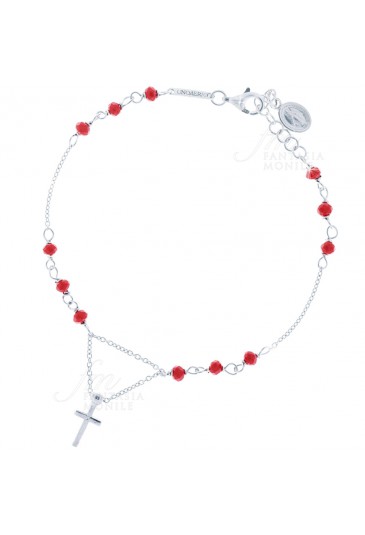 Bracciale Rosario Donna Unoaerre Argento Cristalli Rossi Madonna Miracolosa 9OPVCFM