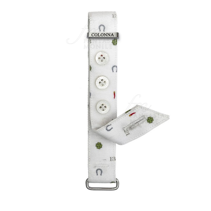 Ricambio Polsino Sartoriale Colonna Tessuto Bianco Simboli Fortuna