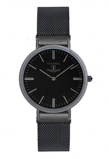 Orologio Colonna Medio Acciaio Total Black Ultrapiatto Maglia Milano Solo Tempo JSS35FM