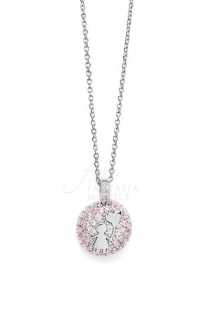 Collana Aquaforte Donna Argento Porta Dentino Charm Bambina Cristalli Rosa MK8HZFM