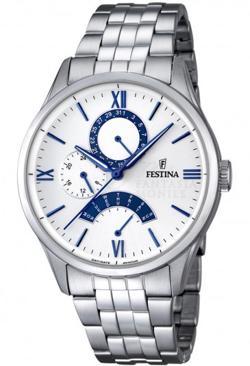 Orologio Festina Uomo Multifunzione Quadrante Bianco Acciaio Silver F16822/5