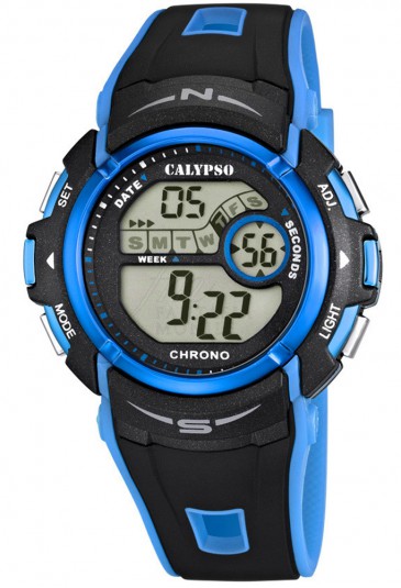 Orologio Calypso Digitale Cronografo Illuminazione Allarma Calendario Cinturino Azzurro K5610/6