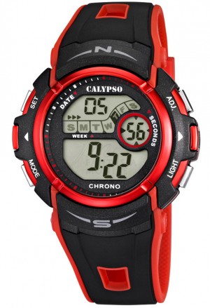 Orologio Calypso Digitale Cronografo Illuminazione Allarma Calendario Cinturino Rosso K5610/5