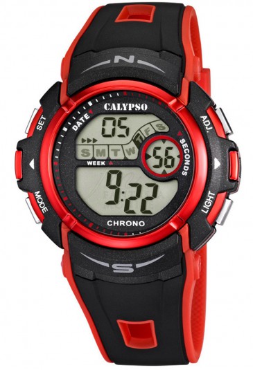 Orologio Calypso Digitale Cronografo Illuminazione Allarma Calendario Cinturino Rosso K5610/5