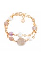 Bracciale Sovrani Donna Quarzo Rosa Occhio Di Gatto Perle Ottone Rosa Collezione Lucrece J2833