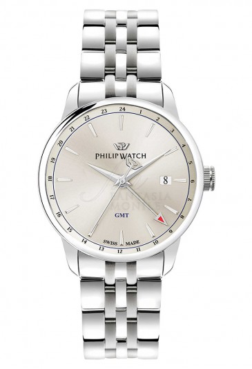 Orologio Philip Watch Uomo Anniversary Gmt Swiss Made 10ATM Silver R8253150003