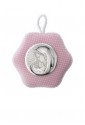 Capoculla Con Carillon Bimba Rosa Applicazione Madonna Musica Argento Bilamina Regalo Nascita Valenti 10535/R