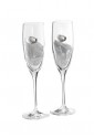 Coppia Bicchieri Flute Nozze Argento Cristallo Placchetta Laminata Argento Logo 25 Anni Matrimonio Regalo Acca SA 45C ARG