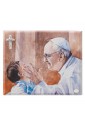 Quadro Papa Francesco Argento 925 Legno Dipinto 18x22 Acca BL 16