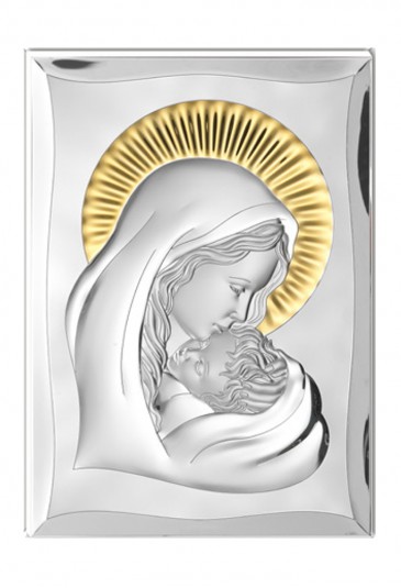 Quadro Sacro Madonna Con Bambino Argento Bilamina Capoletto 35X50 Matrimonio Valenti 81300/7L