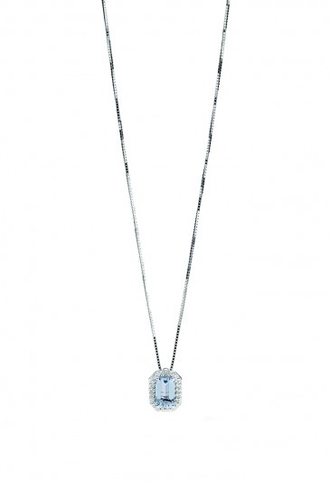 Collana Donna Acquamarina Diamante Naturale Oro 18kt Modello Gemma Recarlo XE240/BAQ