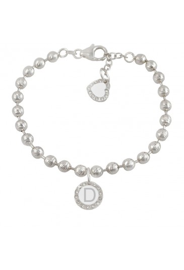 Bracciale Dvccio My Charms Beads Donna Lavorazione Diamantata Silver Charm Pendente Lettera D Bronzo 0FY1BFM