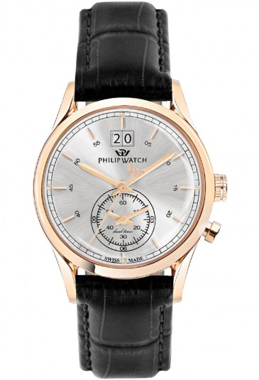 Orologio Philip Watch Sunray Uomo Dual Time Cassa Rose Datario R8251180008